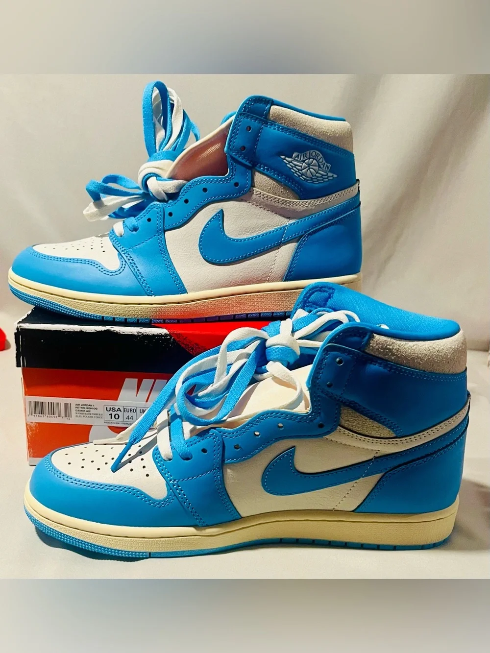 Nike Air Jordan 1 High Top Retro- White & Baby Blue - 10